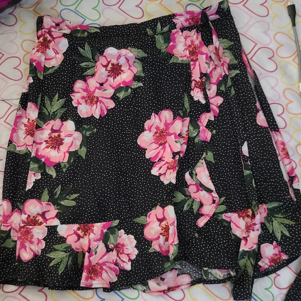 Wrap around floral skater skirt